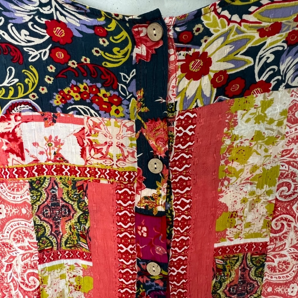 Jones NY Multicolor Patchwork Blouse Boho Floral … - image 10